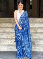 Mono Cotton Blue Daily Wear Printed Saree